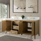 Meuble-lavabo double vasque Vanity Art 72 avec plateau en marbre reconstitué