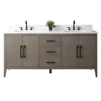 Meuble-lavabo double vasque Vanity Art 72 avec plateau en marbre reconstitué