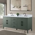 Meuble-lavabo double vasque Vanity Art 72 avec plateau en marbre reconstitué