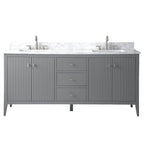 Meuble-lavabo double vasque Vanity Art 72 avec plateau en marbre reconstitué