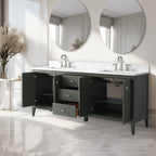 Meuble-lavabo double vasque Vanity Art 72 avec plateau en marbre reconstitué