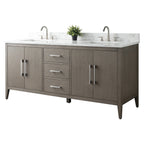 Meuble-lavabo double vasque Vanity Art 72 avec plateau en marbre reconstitué
