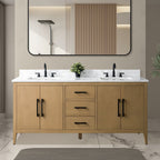 Meuble-lavabo double vasque Vanity Art 72 avec plateau en marbre reconstitué