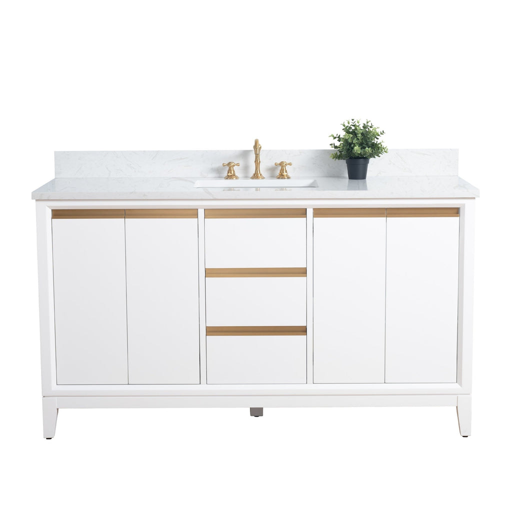 Meuble-lavabo de salle de bain Vanity Art avec lavabo en céramique et plateau en marbre reconstitué