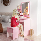 Ensemble de coiffeuse avec miroir et lampe, coiffeuse de maquillage avec tabouret
