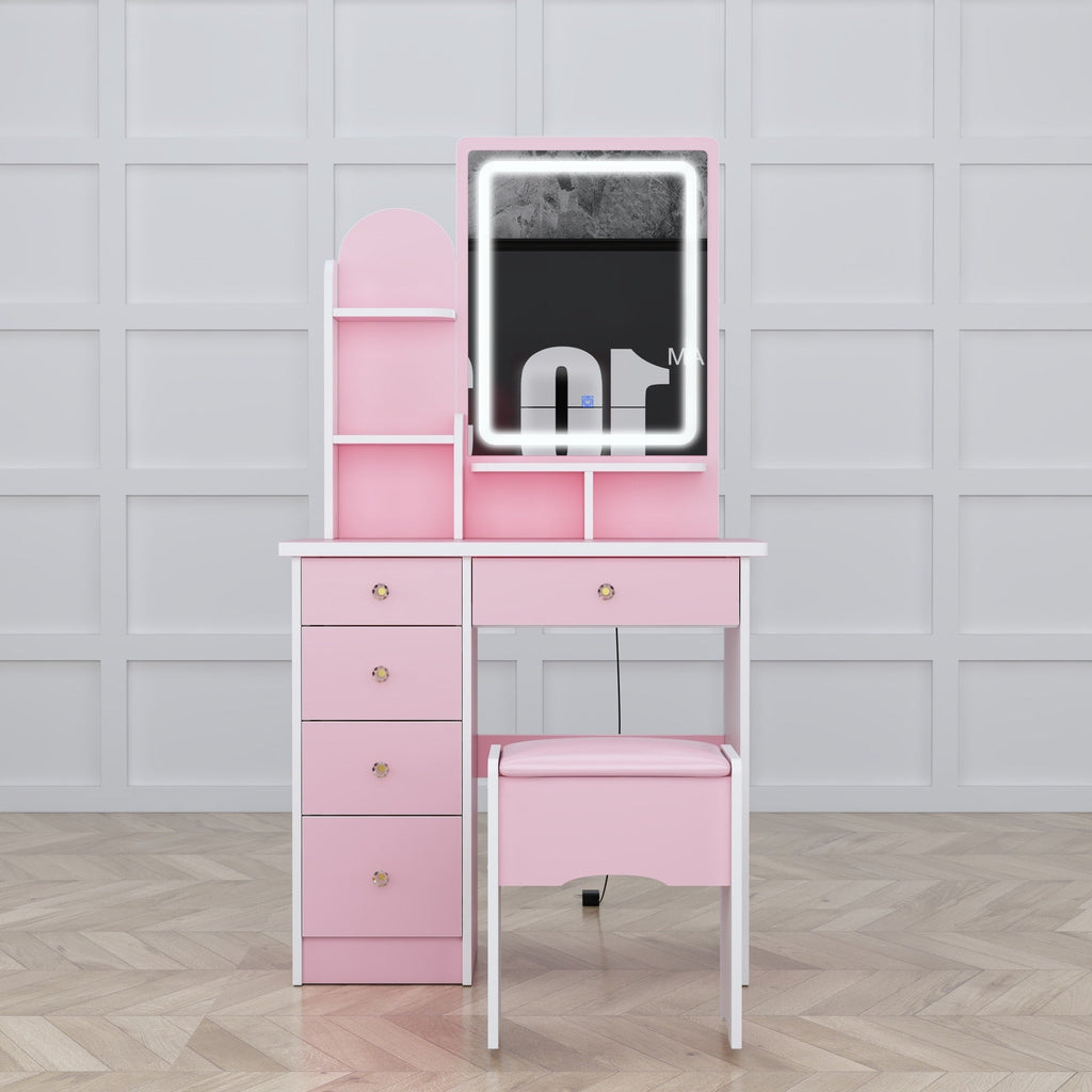 Ensemble de coiffeuse avec miroir et lampe, coiffeuse de maquillage avec tabouret