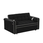 Canapé-lit convertible 2 places en velours de 55 pouces avec lit gigogne, inclinaison réglable, poches latérales et support pour téléphone