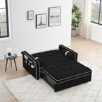 Canapé-lit convertible 2 places en velours de 55 pouces avec lit gigogne, inclinaison réglable, poches latérales et support pour téléphone