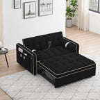 Canapé-lit convertible 2 places en velours de 55 pouces avec lit gigogne, inclinaison réglable, poches latérales et support pour téléphone