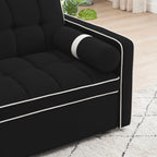 Canapé-lit convertible 2 places en velours de 55 pouces avec lit gigogne, inclinaison réglable, poches latérales et support pour téléphone