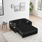 Canapé-lit convertible 2 places en velours de 55 pouces avec lit gigogne, inclinaison réglable, poches latérales et support pour téléphone