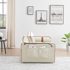 Canapé-lit convertible 2 places en velours de 55 pouces avec lit gigogne, inclinaison réglable, poches latérales et support pour téléphone