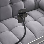 Canapé-lit convertible 2 places en velours de 55 pouces avec lit gigogne, inclinaison réglable, poches latérales et support pour téléphone