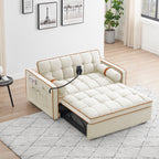 Canapé-lit convertible 2 places en velours de 55 pouces avec lit gigogne, inclinaison réglable, poches latérales et support pour téléphone