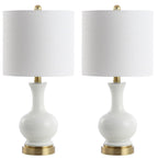 Lampe de table à LED Vermont 22 en verre/métal, blanche (lot de 2) par JONATHAN Y
