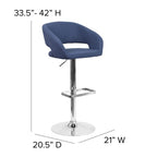 Tabouret de bar moderne rembourré à hauteur réglable avec dossier arrondi
