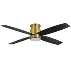 Ventilateur de plafond encastré WINGBO 44/52 pouces avec éclairage et télécommande, 4 pales réversibles