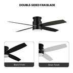 Ventilateur de plafond encastré WINGBO 44/52 pouces avec éclairage et télécommande, 4 pales réversibles