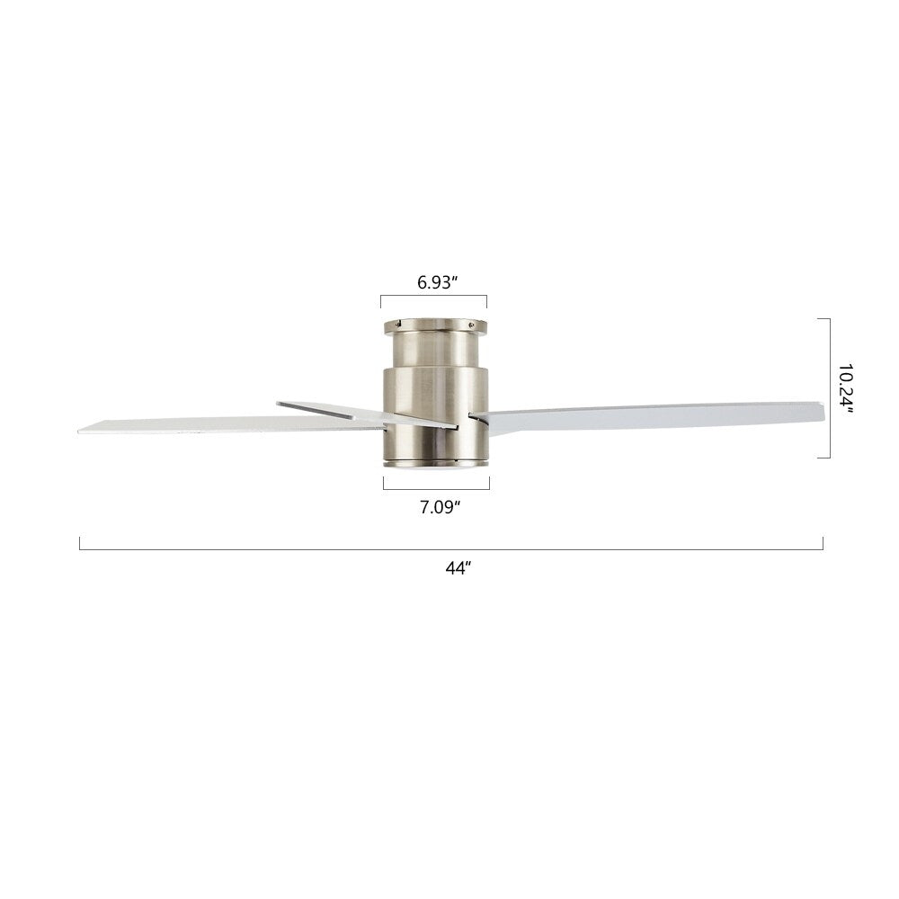 Ventilateur de plafond encastré WINGBO 44/52 pouces avec éclairage et télécommande, 4 pales réversibles