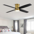 Ventilateur de plafond encastré WINGBO 44/52 pouces avec éclairage et télécommande, 4 pales réversibles