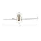 Ventilateur de plafond encastré WINGBO 44/52 pouces avec éclairage et télécommande, 4 pales réversibles