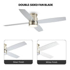 Ventilateur de plafond encastré WINGBO 44/52 pouces avec éclairage et télécommande, 4 pales réversibles