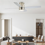 Ventilateur de plafond encastré WINGBO 44/52 pouces avec éclairage et télécommande, 4 pales réversibles