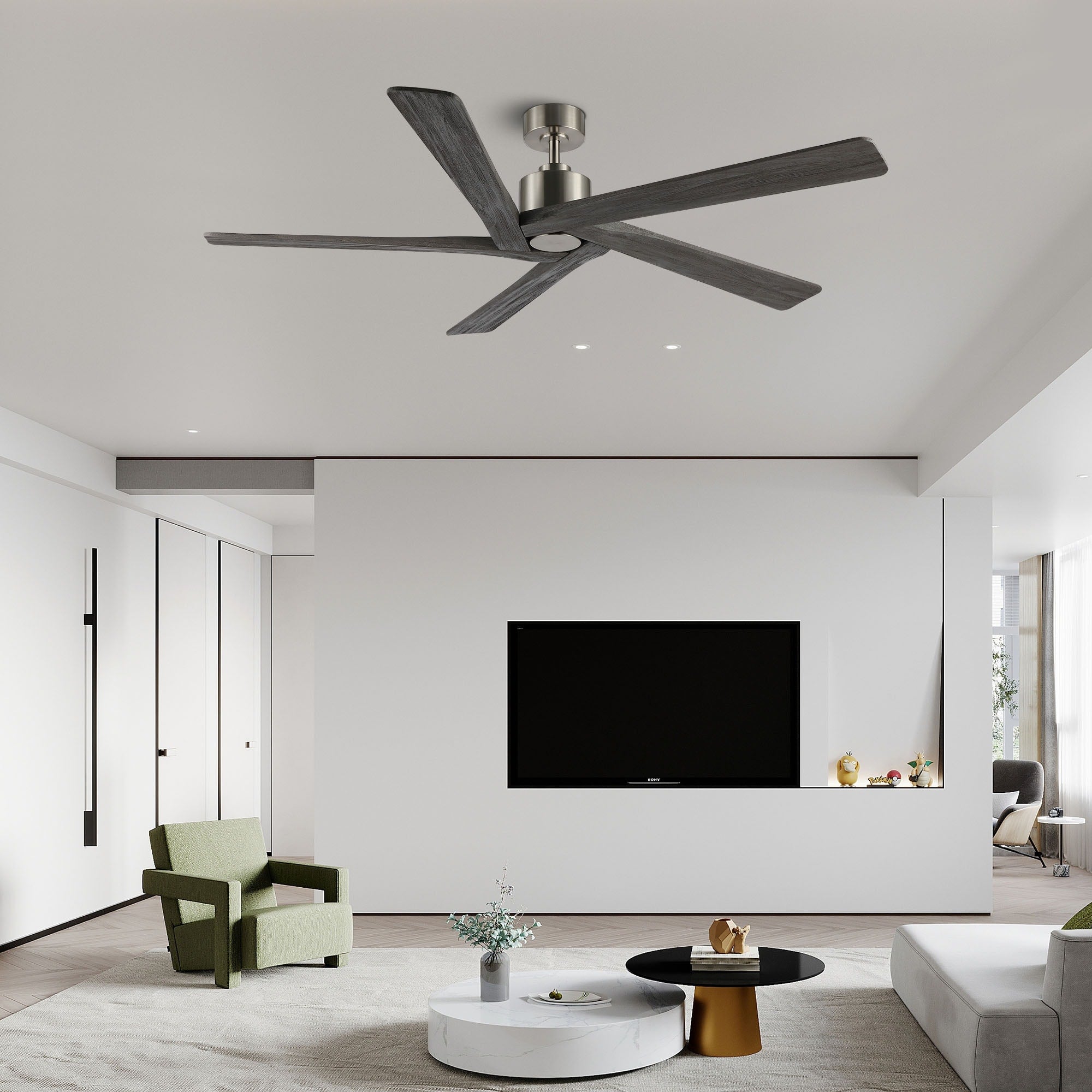Ventilateur de plafond d'intérieur WINGBO 54 pouces avec moteur à courant continu sans éclairage - N/A