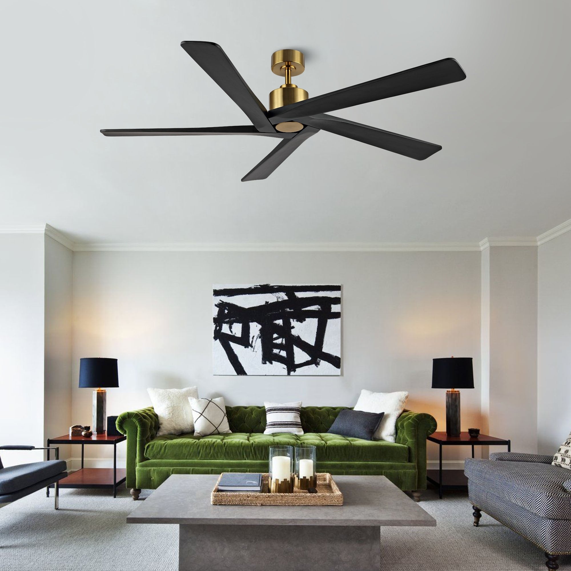 Ventilateur de plafond d'intérieur WINGBO 54 pouces avec moteur à courant continu sans éclairage - N/A