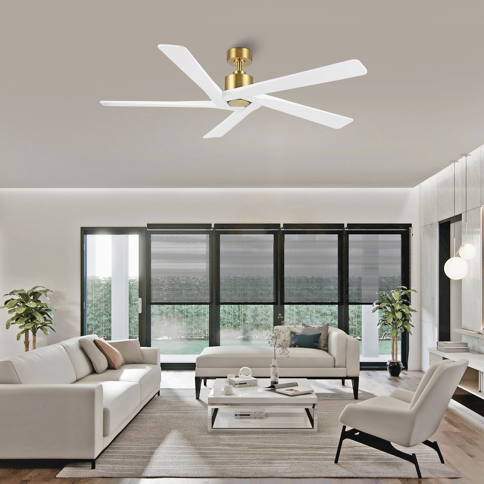 Ventilateur de plafond d'intérieur WINGBO 54 pouces avec moteur à courant continu sans éclairage - N/A