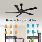 Ventilateur de plafond d'intérieur WINGBO 54 pouces avec moteur à courant continu sans éclairage - N/A