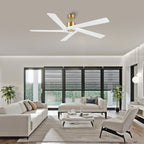 Ventilateur de plafond d'intérieur WINGBO 54 pouces avec moteur à courant continu sans éclairage - N/A