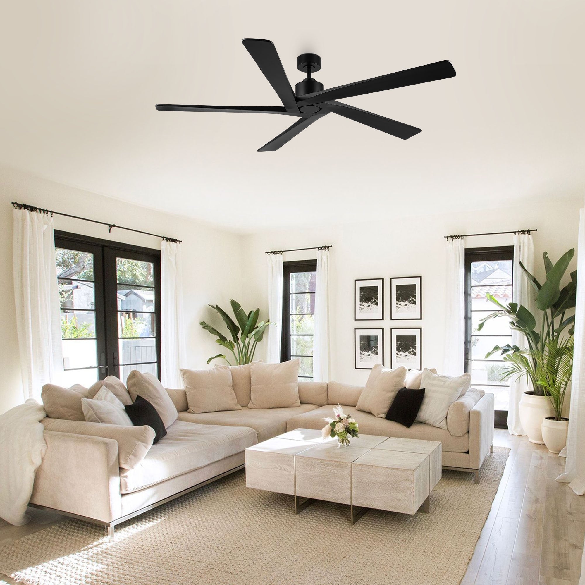 Ventilateur de plafond d'intérieur WINGBO 54 pouces avec moteur à courant continu sans éclairage - N/A