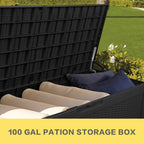 Boîte de rangement extérieure en résine plastique Walnew de 100 gallons
