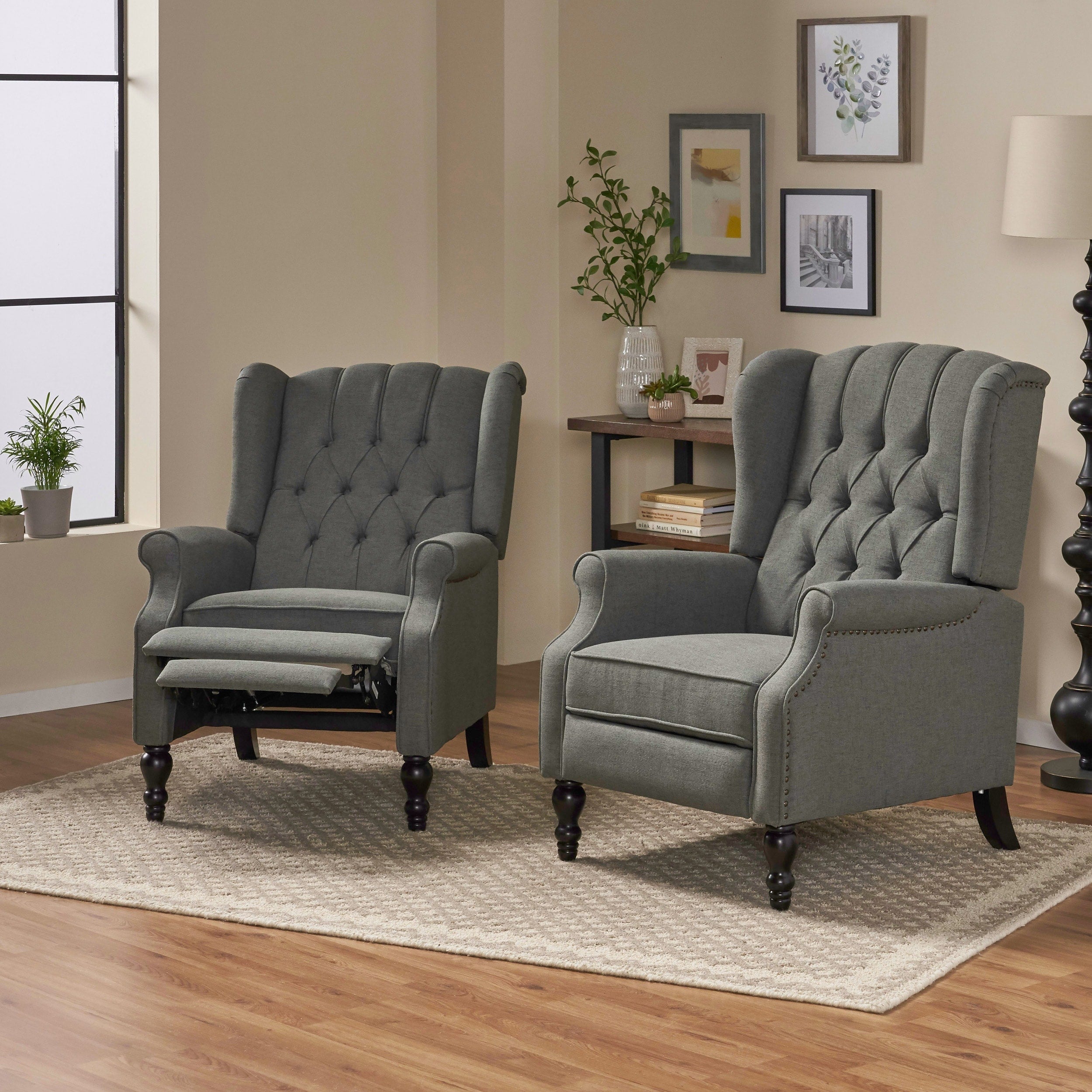 Fauteuils inclinables en tissu capitonné Walter (lot de 2) par Christopher Knight Home