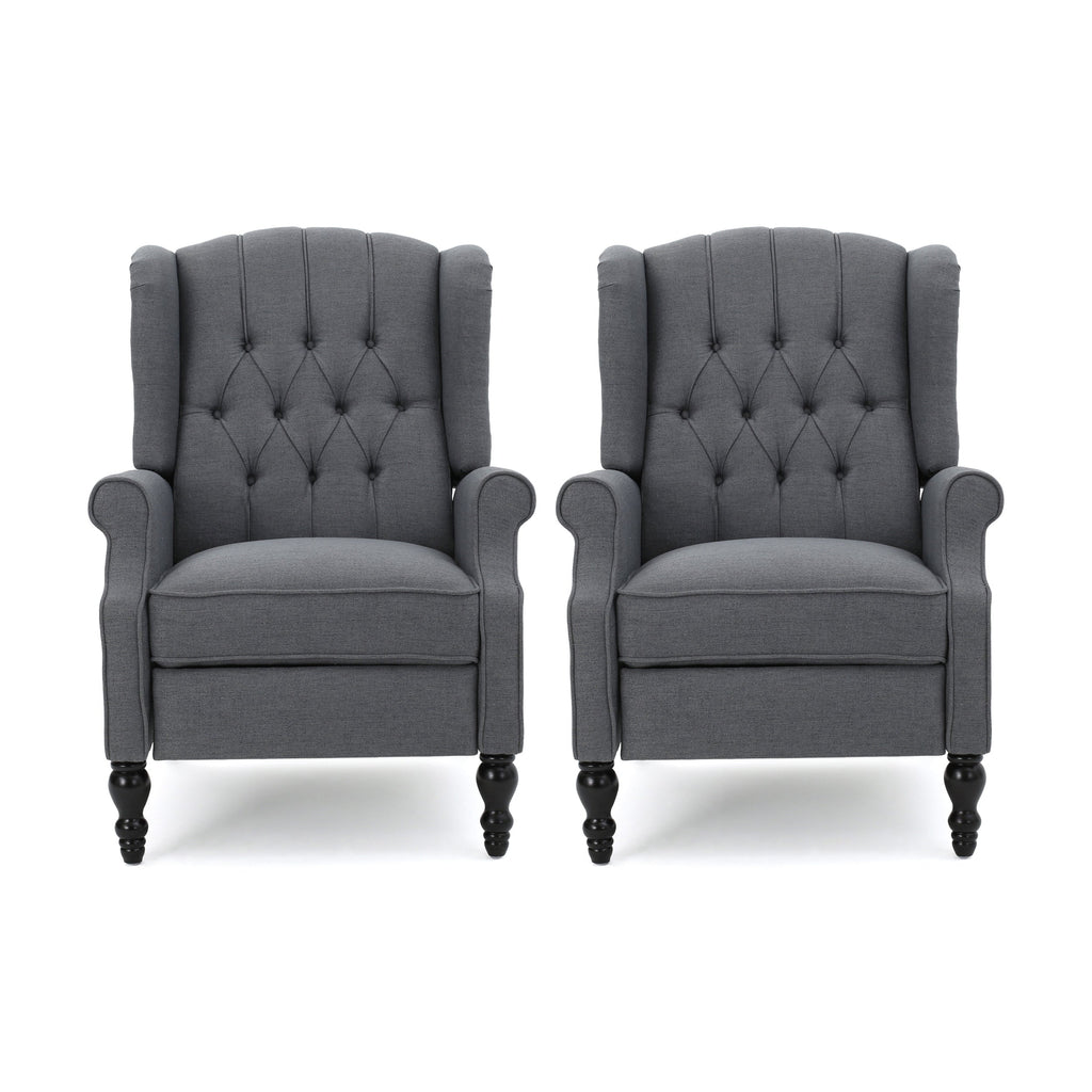 Fauteuils inclinables en tissu capitonné Walter (lot de 2) par Christopher Knight Home