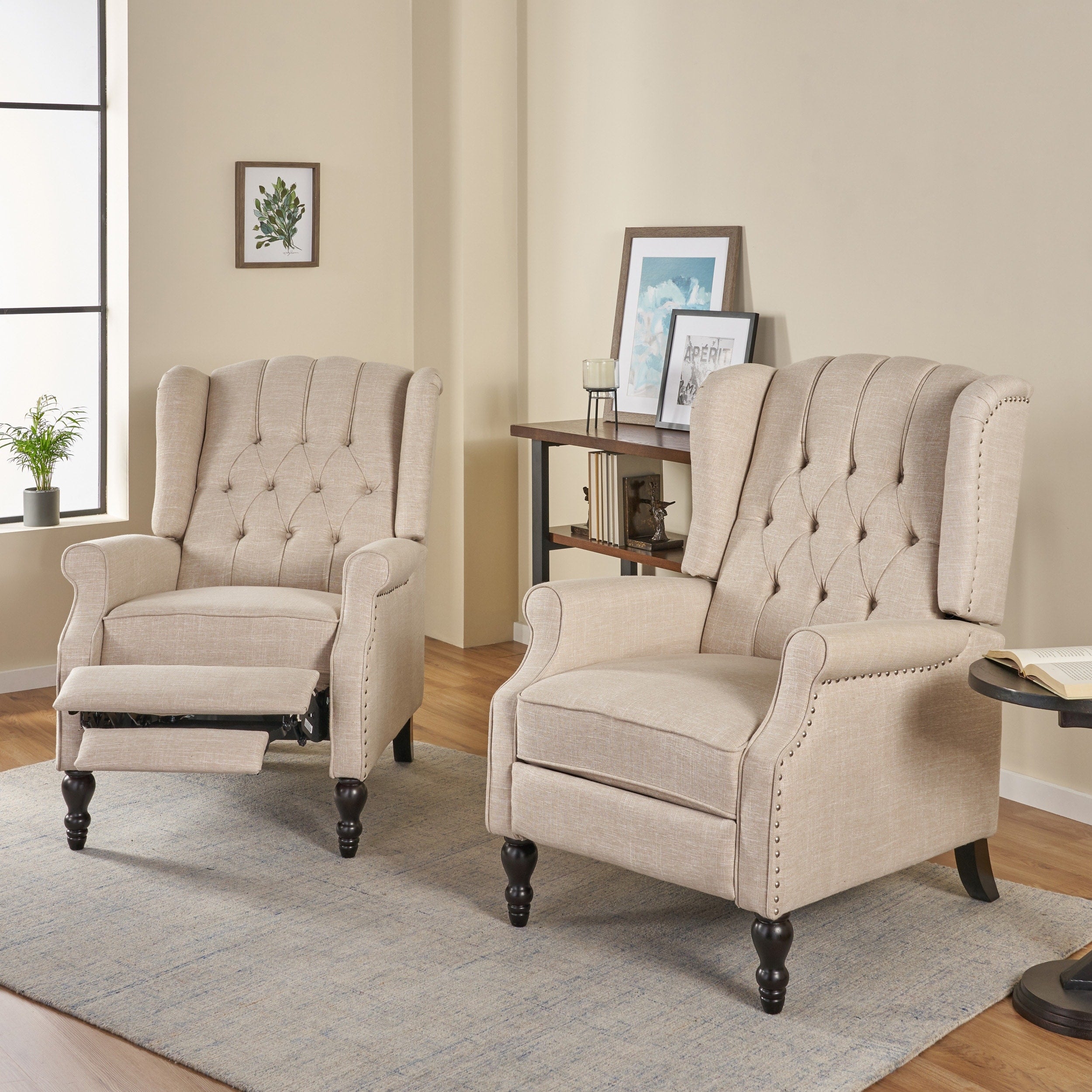 Fauteuils inclinables en tissu capitonné Walter (lot de 2) par Christopher Knight Home