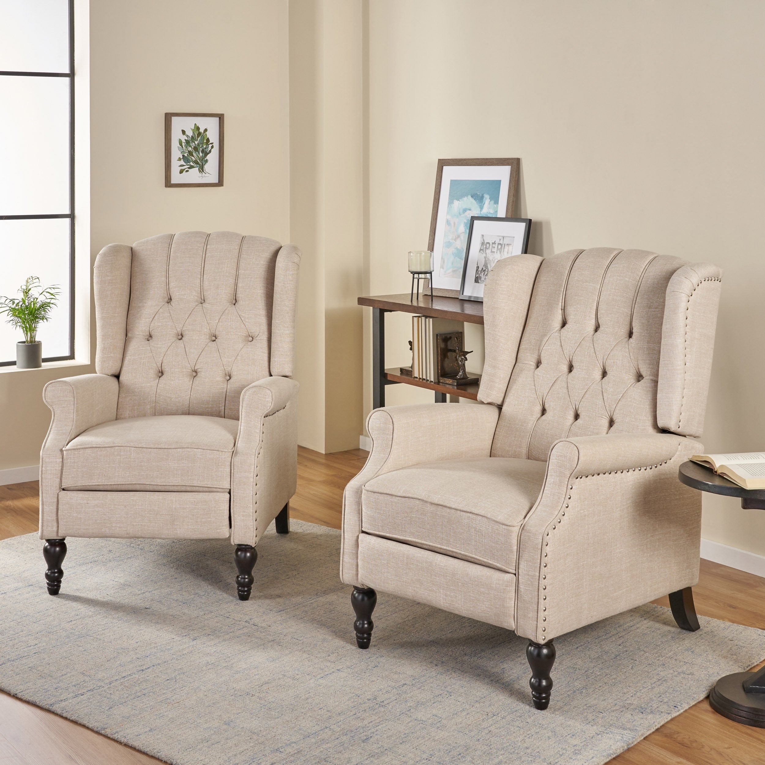 Fauteuils inclinables en tissu capitonné Walter (lot de 2) par Christopher Knight Home