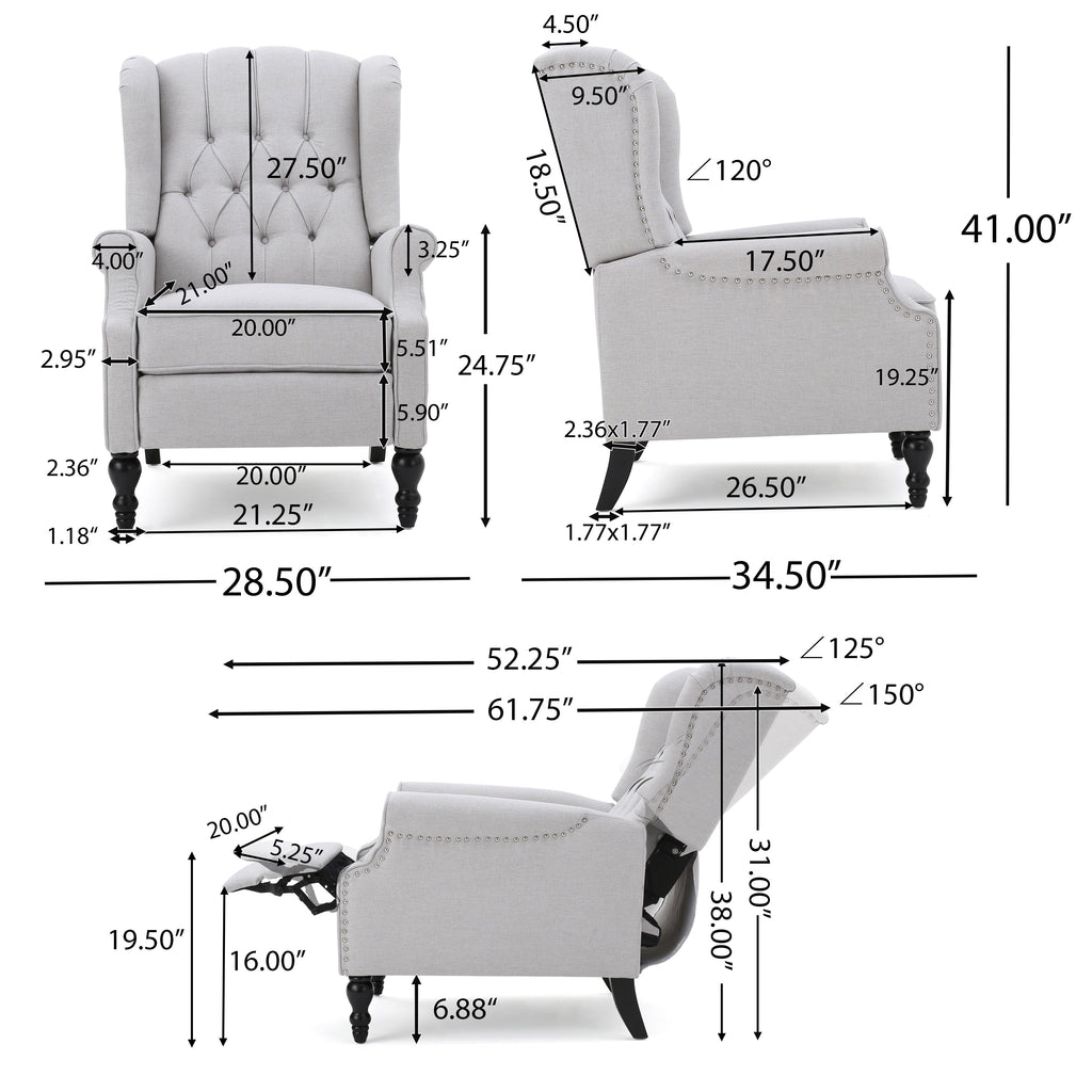 Fauteuils inclinables en tissu capitonné Walter (lot de 2) par Christopher Knight Home