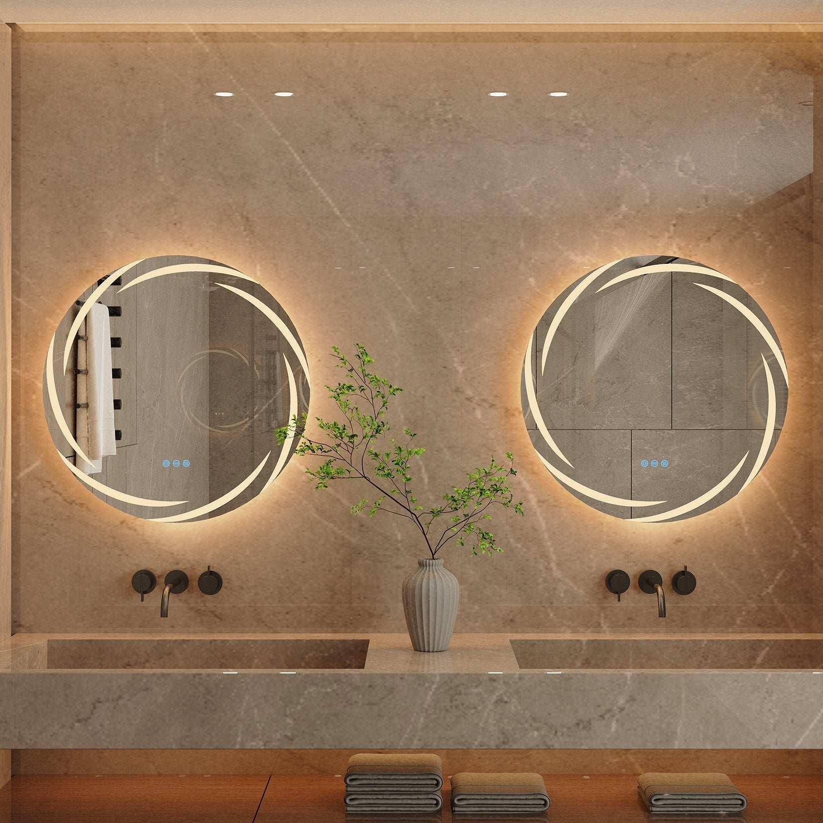 Miroir de salle de bain tactile à LED étanche, antibuée, à intensité variable