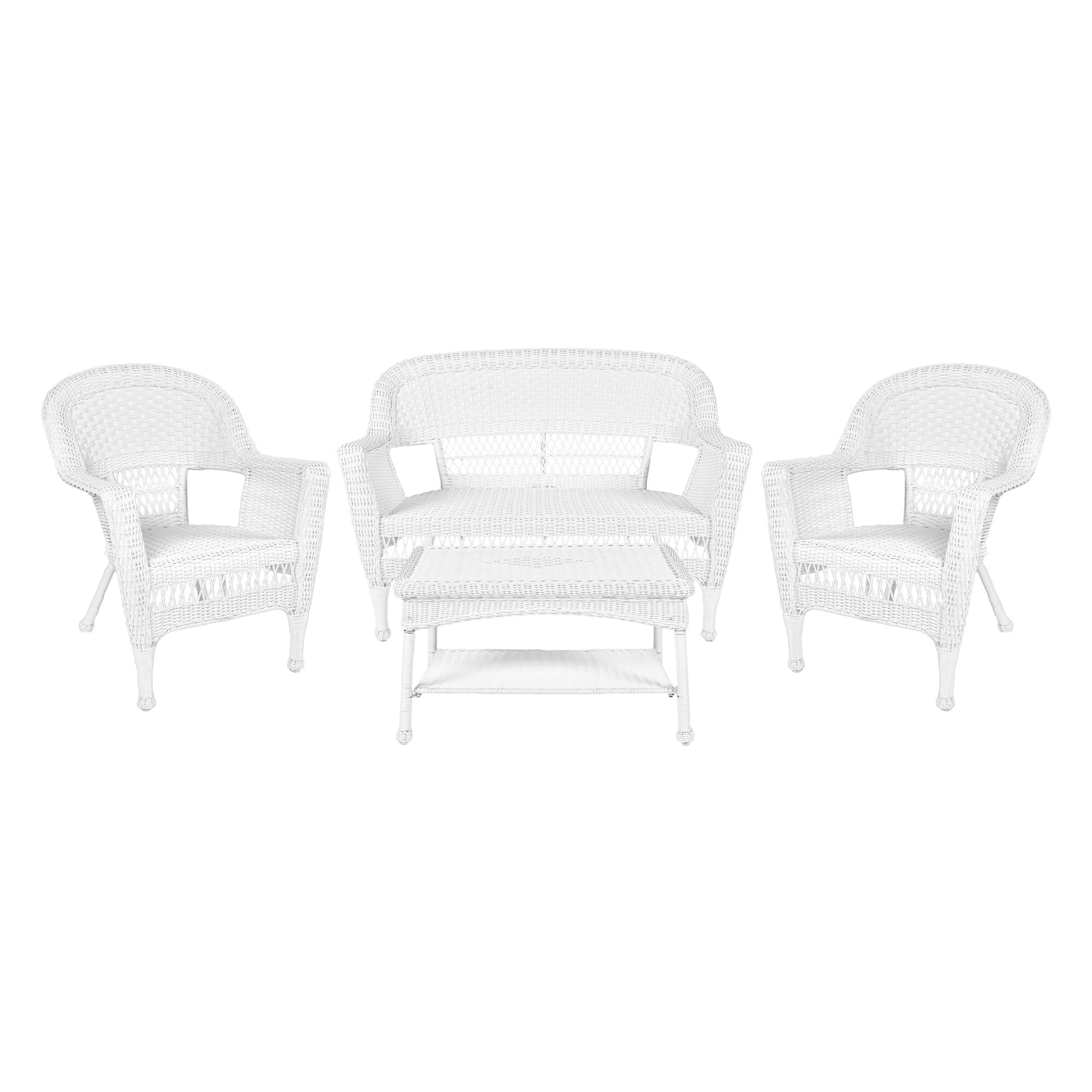 Ensemble de conversation 4 pièces pour patio en osier