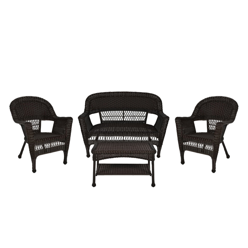 Ensemble de conversation 4 pièces pour patio en osier