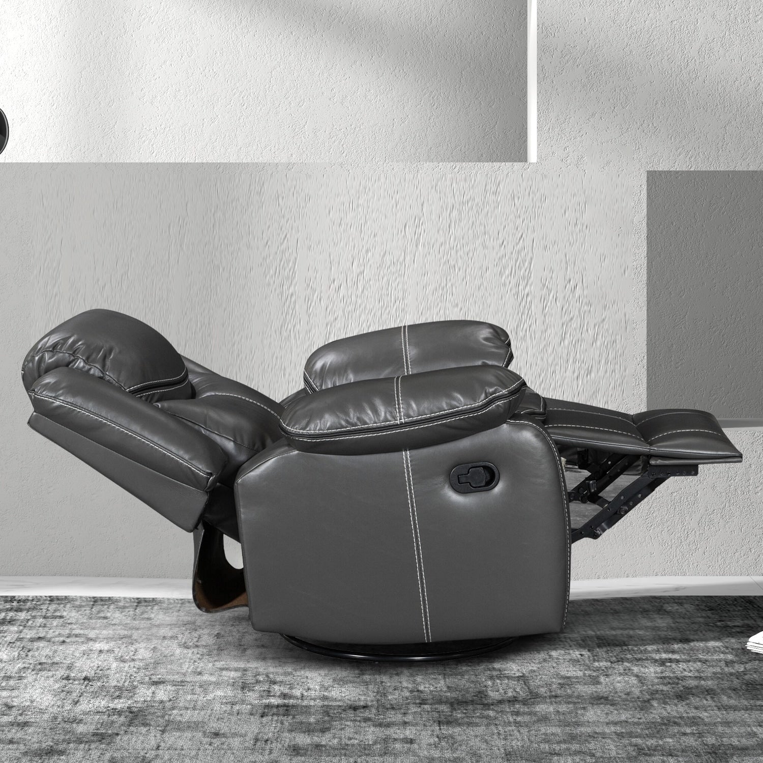 Fauteuil inclinable chauffant et massant en cuir durable à siège large