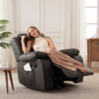 Fauteuil inclinable chauffant et massant en cuir durable à siège large