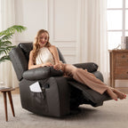 Fauteuil inclinable chauffant et massant en cuir durable à siège large