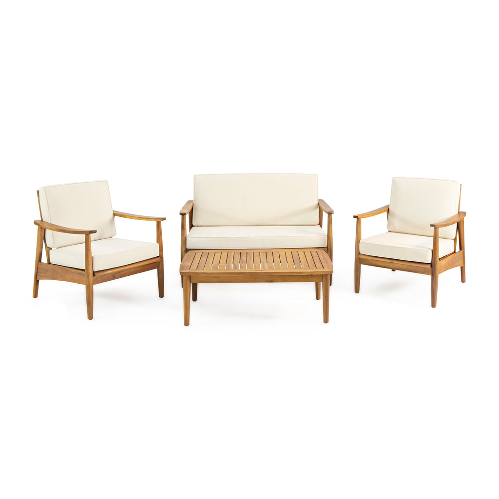 Ensemble de salon de jardin Willowbrook en bois d'acacia 4 places par Christopher Knight Home