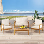 Ensemble de salon de jardin Willowbrook en bois d'acacia 4 places par Christopher Knight Home