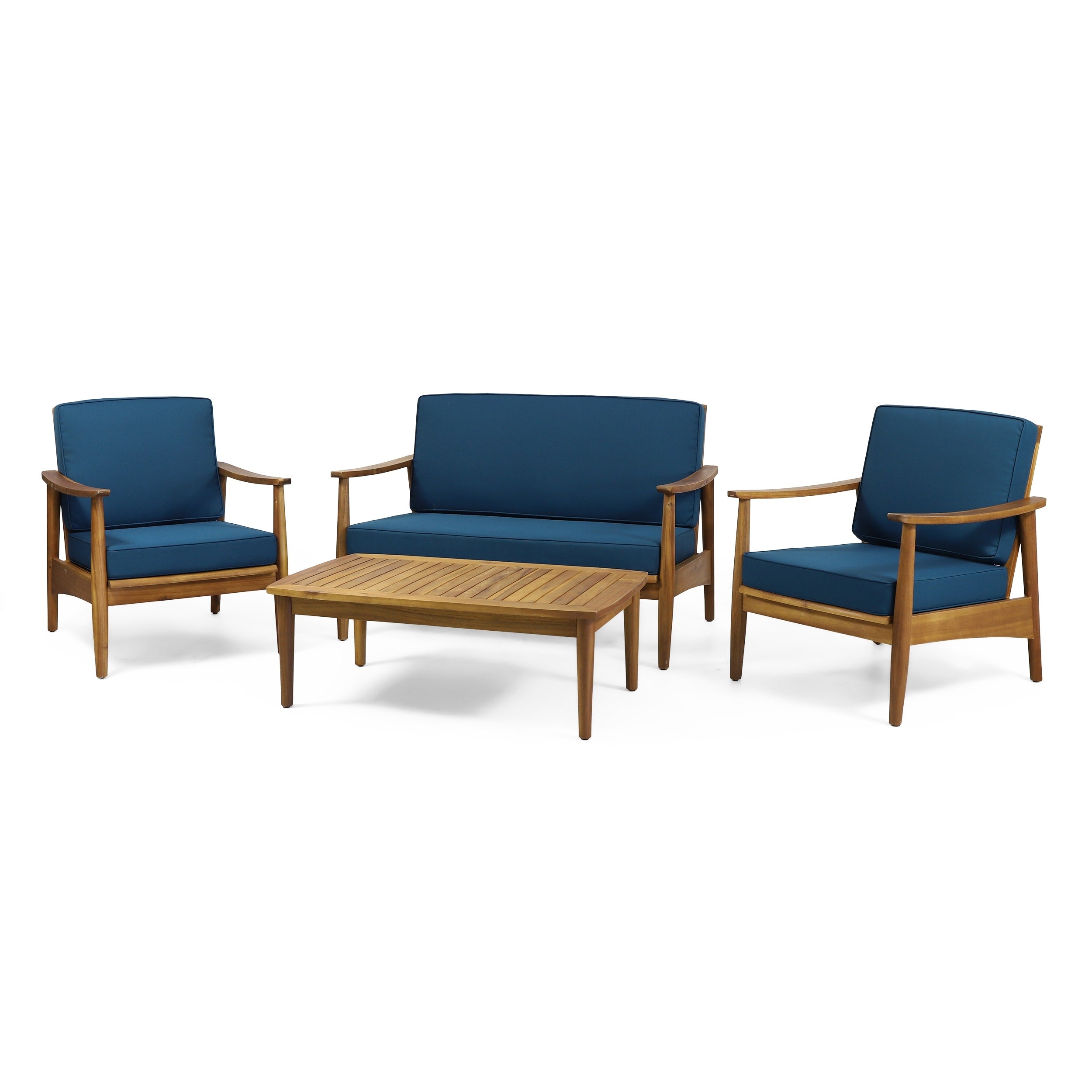 Ensemble de salon de jardin Willowbrook en bois d'acacia 4 places par Christopher Knight Home