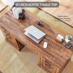 Bureau exécutif Farmhouse 60, bureau en bois pour la maison, bureau d'ordinateur