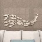 Décoration murale en bois faite main, motif poisson nageur, effet vieilli marron - Blanc - Roche River Decor